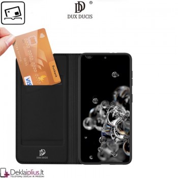 Dux Ducis dirbtinės odos atverčiamas juodas dėklas  (telefonams Samsung S21 Plus)